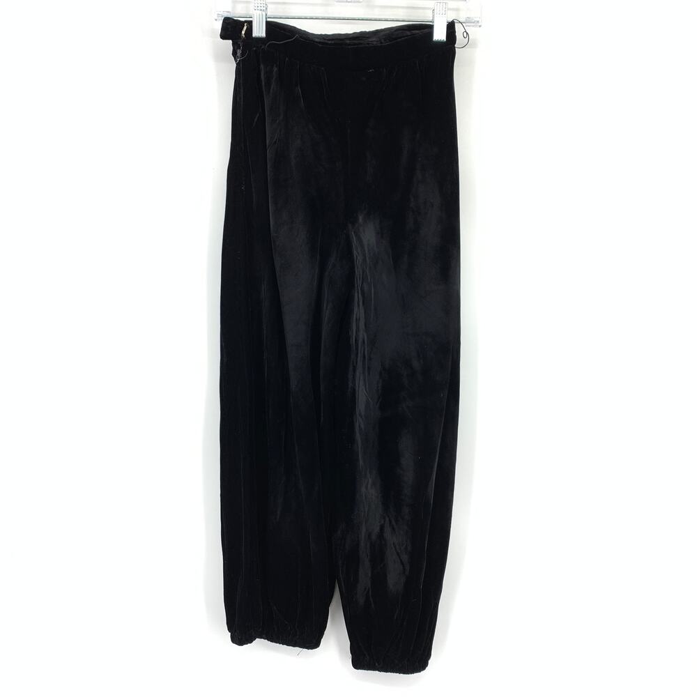 Charles Glueck Velvet Pants Womens XXS Black High Waist Tapered Trousers Vintage